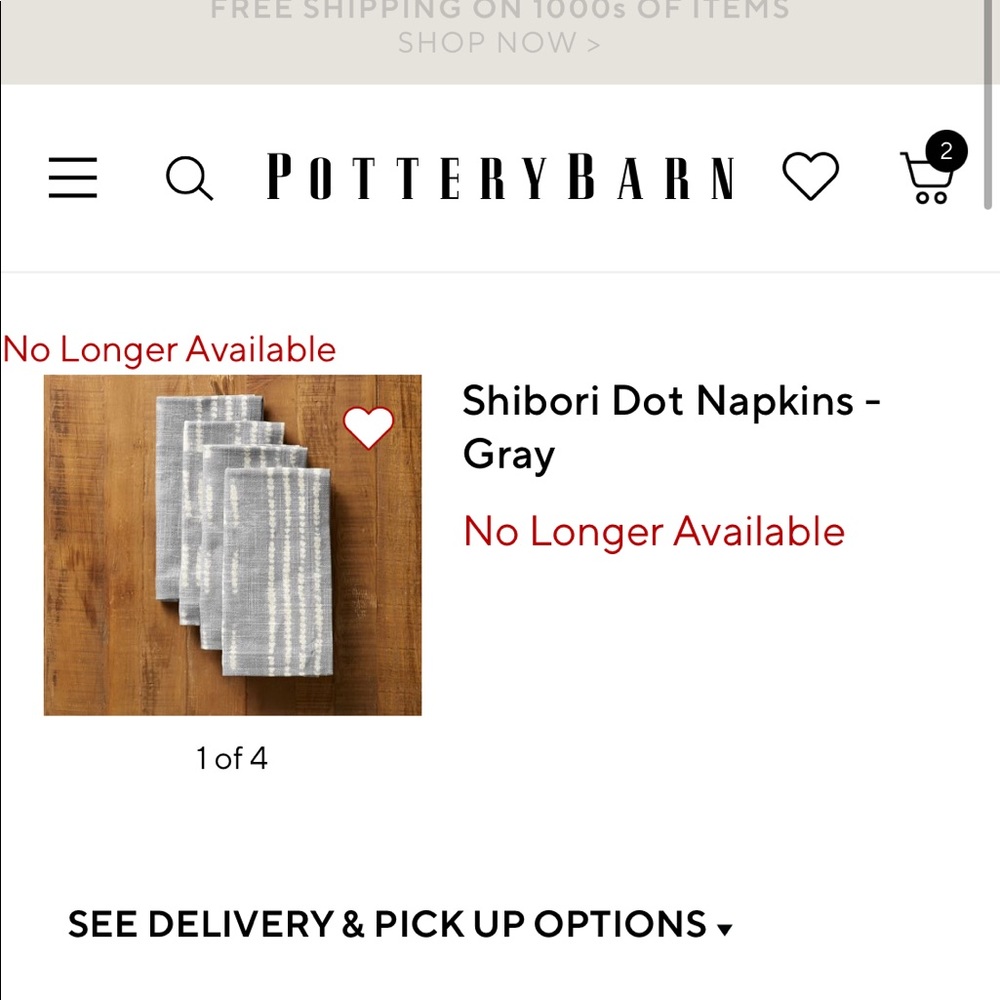 Pottery Barn cloth napkins.